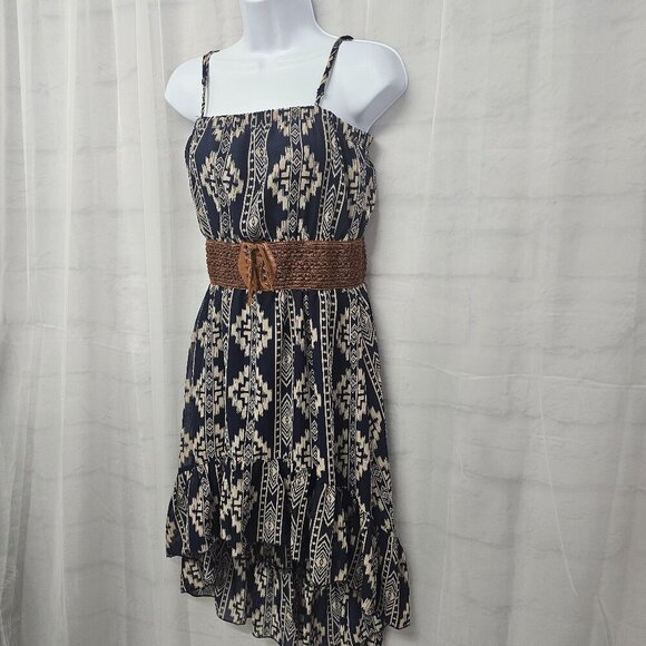 Rue21 Blue Taupe Aztec Southwestern Sleeveless Dress Hi-Low Hem M - Picture 6 of 13